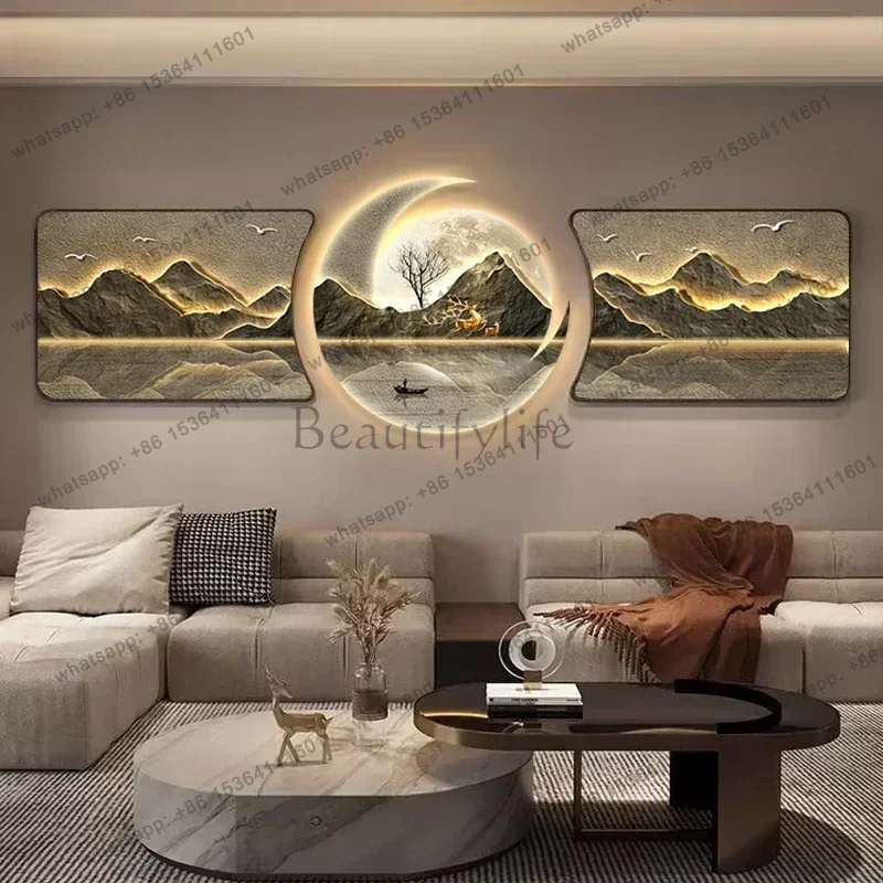 YJ Modern Room Decor Posters Plugged In Poster Light Luxury Living Room Decoration Painting With LED Light In The Middle Wall Ar