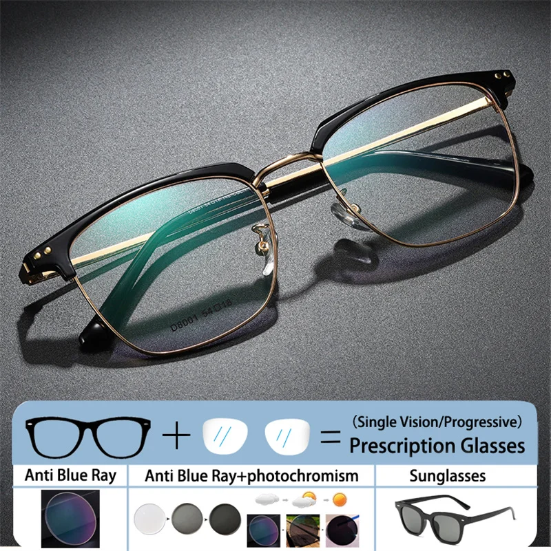 

Square Metal Frame for Eyebrows Reading Glasses Men Myopia Optical Prescription Presbyopia Anti Blue Light Astigmatism Eyewear