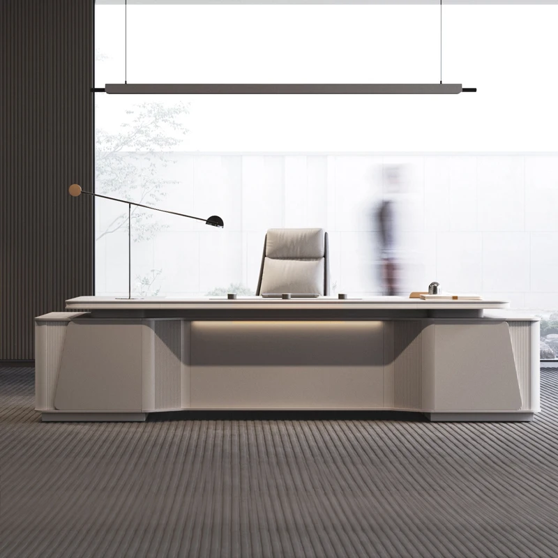 

Standing Large Desk Organizer President Storage Modern Long Straight Office Desk Manager Light Luxury Escritorio Furniture