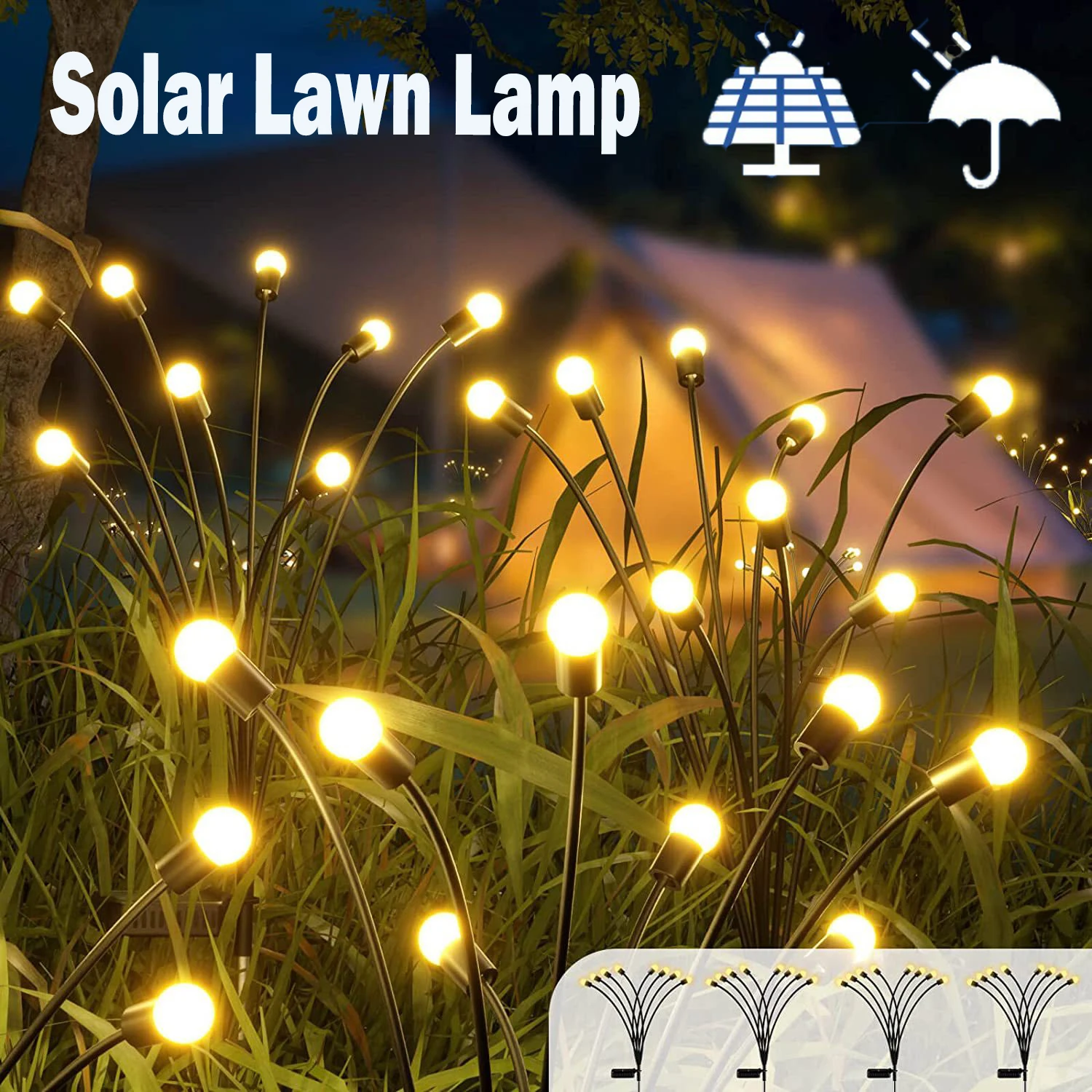 Free air freight Solar Firefly Light Iluminação solar ao ar livre LED Waterproof Garden Decoração Paisagem Light para Lawn Lamps