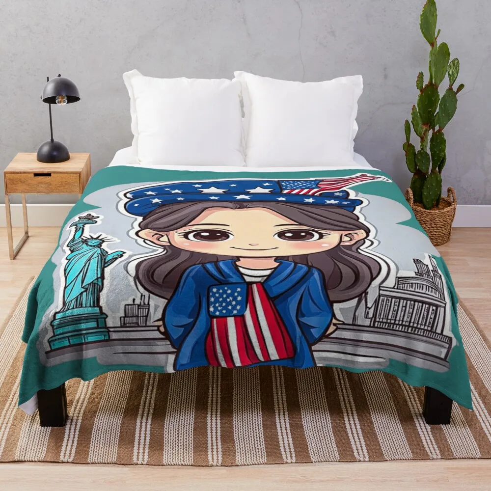 

New York Girl on Labor Day Throw Blanket Bed covers Single wednesday sofa bed Blankets