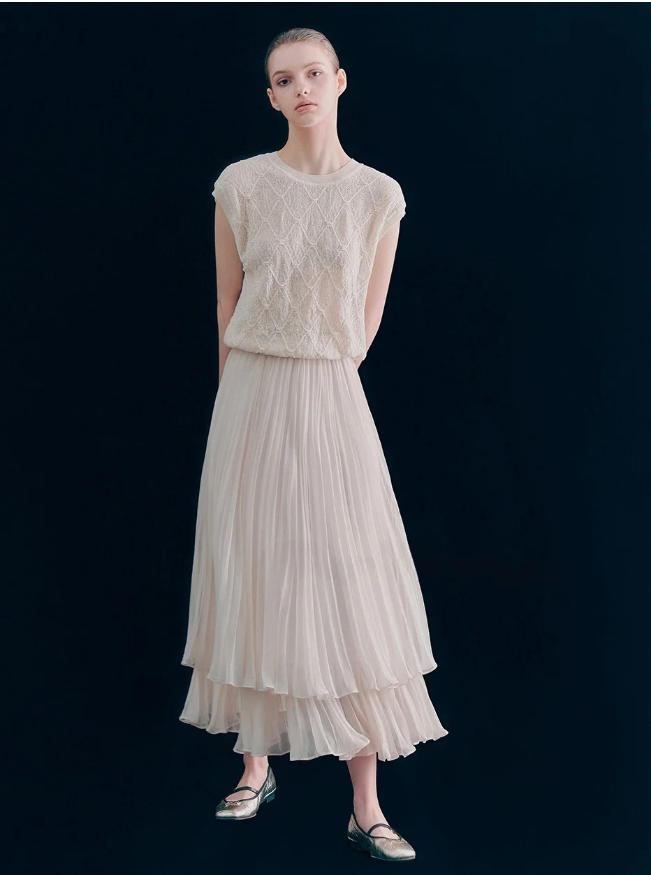 Jupe plissée amincissante pour les déplacements, jupe Midi polyvalente, Design coréen, taille moyenne, couleur Pure, autre matériau