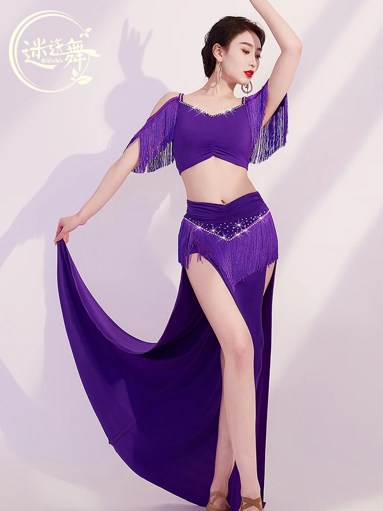

Original Belly Dance Practice Costume Sparkling Tassel Performance Suit Set Women's Fitn Yoga Sportswear by Medea Dance