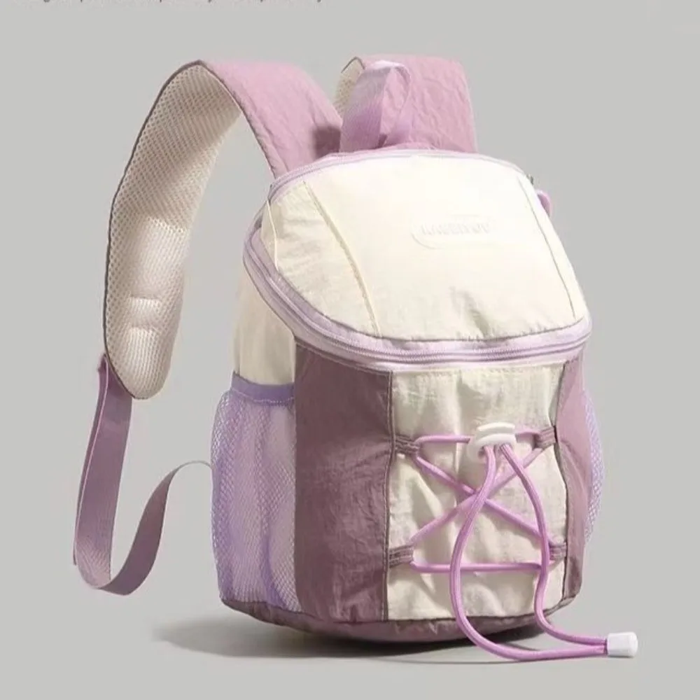 Patchwork Drawstring Backpack Y2k Contrast Color Student Schoolbag Large Capacity Korean Style Women Harajuku Backpack Hiking