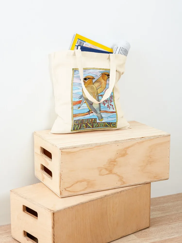 Cedar Waxwing Tote Bag custom bags eco pack cute pouch bag Canvas shoulder bag