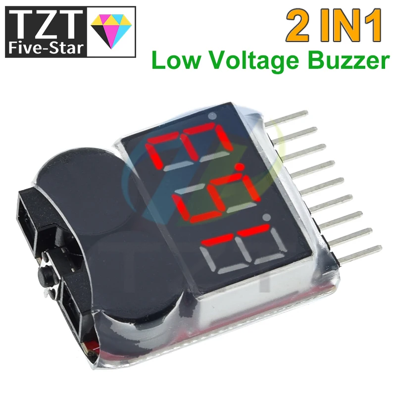 TZT 1-8S Lipo/Li-ion/Fe RC helicopter airplane boat etc Battery Voltage 2 IN1 Tester Low Voltage Buzzer Alarm