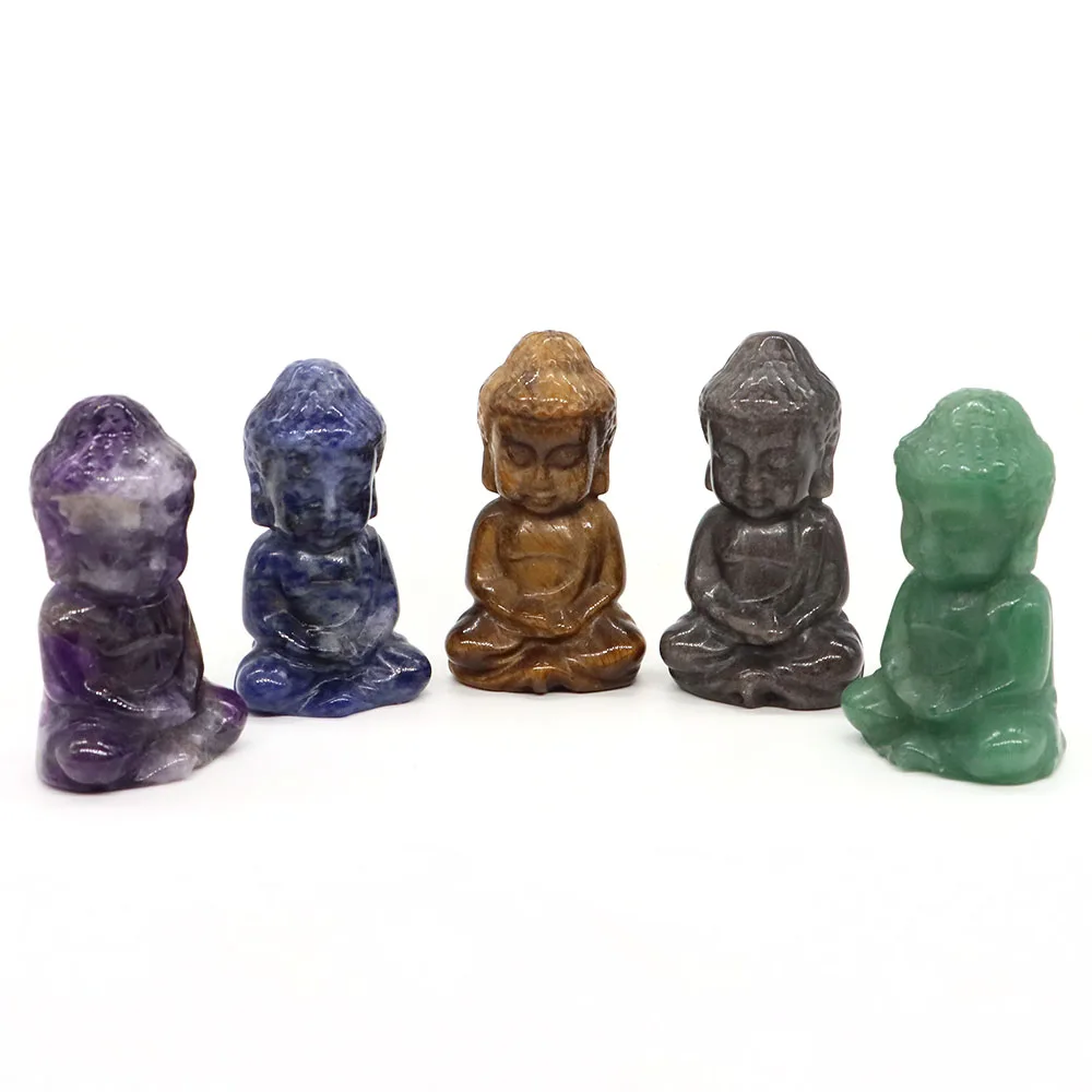 49mm Buddha Statue Natural Stone Healing Crystal Tathagata Buddha Figurine Hand Carved Gems Crafts Fengshui Home Decoration Gift view 4
