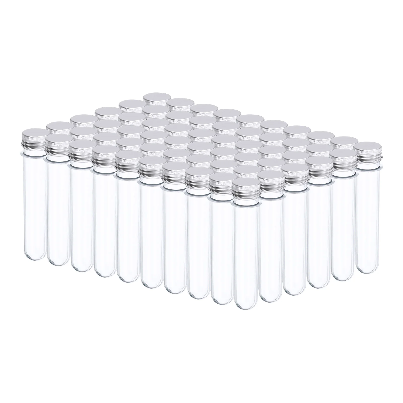 60Pcs 45ml Plastic Test Tube with Screw Caps, 140x25mm Tubes Aluminum Lid, for Scientific Experiments Party Decoration Bath Salt