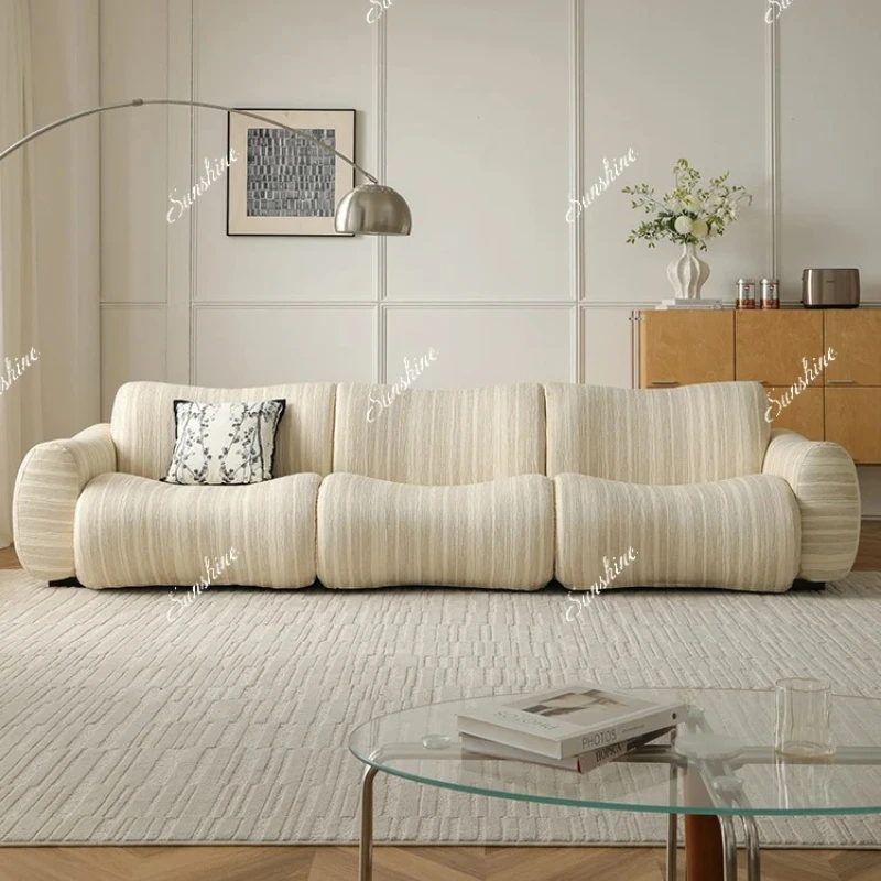 

French cream style living room small apartment creative bamboo combination color-blocking fabric sofa