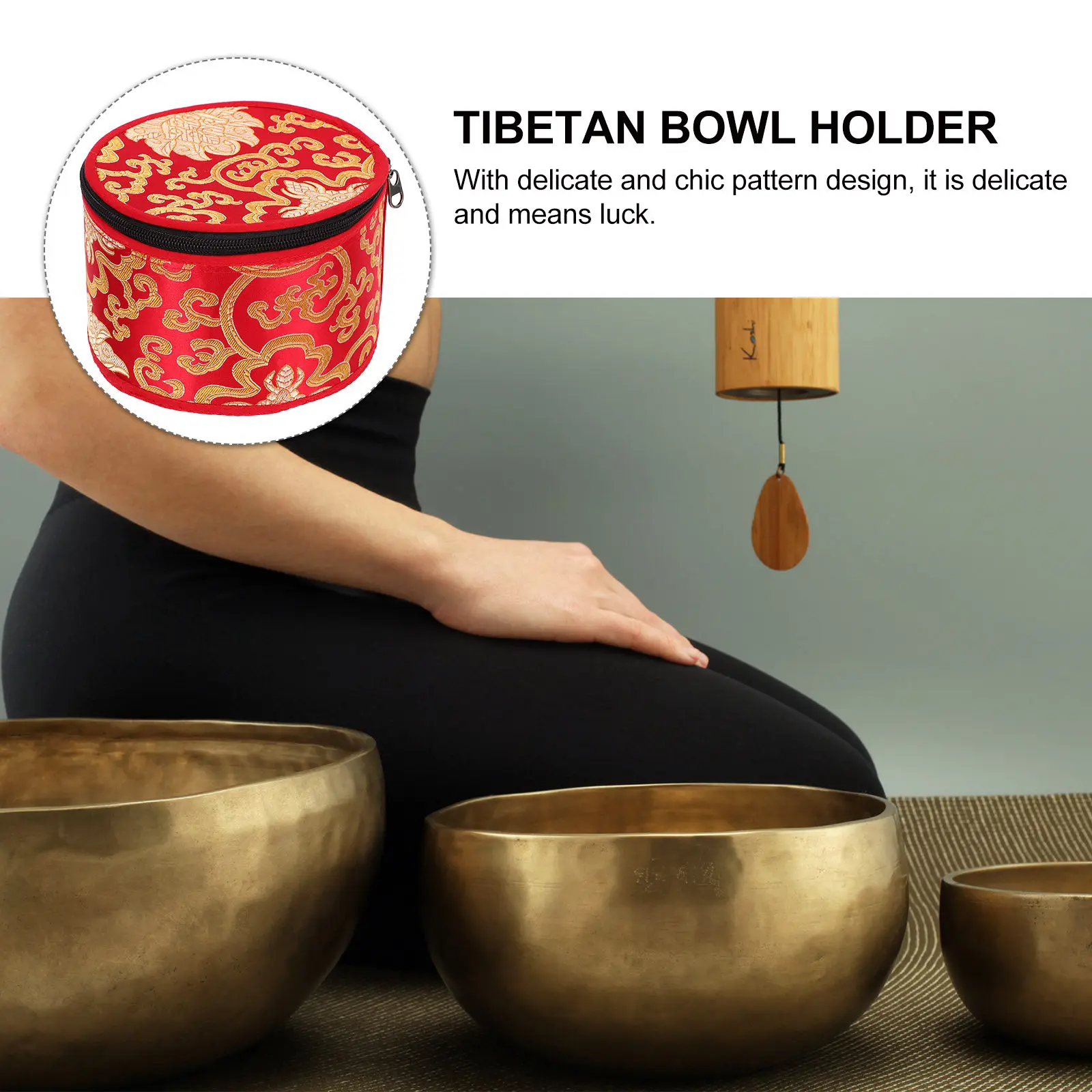 1Pcs Singing Bowl Storage Bag Tibetan Singing Bowl Case with Hand Embroidered Cloud Motif Fine Craftsmanship Luxury Surface