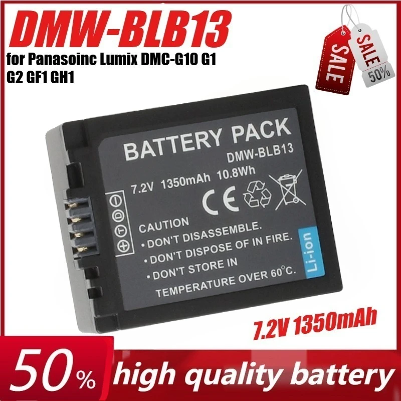 

7.2V 1350mAh DMW-BLB13 Battery for Panasoinc Lumix DMC-G10 G1 G2 GF1 GH1 Camera