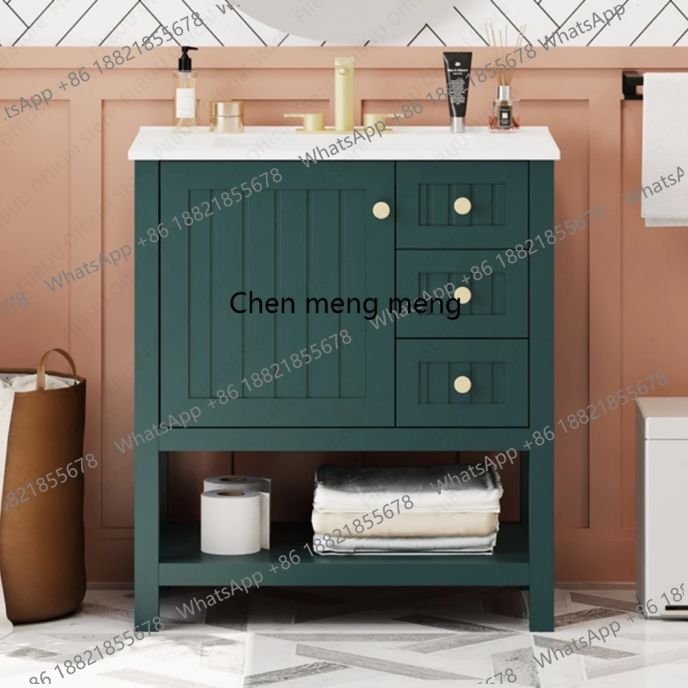 Bathroom Vanity Cabinet Combo 30 Inch with Ceramic Sink Soft-Close Doors Solid Wood Frame Waterproof for Small Bathroom Storage