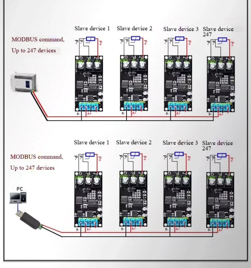 PT100 Platin-Thermistor RTD Thermoelement Temperatursensor-Sender RS485 MODBUS RTU Modul – Detail 6