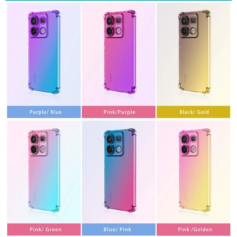 Shockproof Gradient TPU Case for Xiaomi Poco X6 M6 Pro Protective Cover Fundas Coque Capa Shell Coque