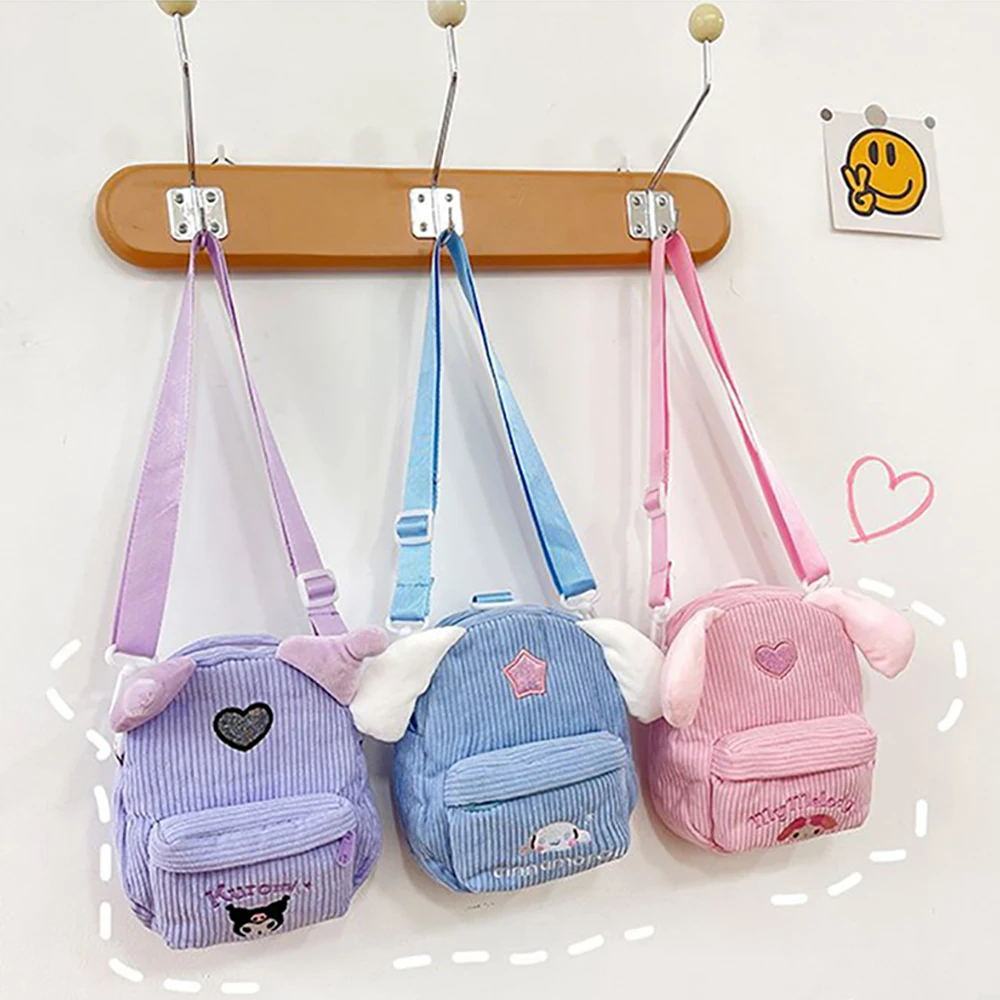 

MINISO Sanrio Kuromi My Melody Crossbody Bag Cute Cinnamon Plush Women's Bag Kawaii Cinnamorroll Crossbody Bag Anime Children's