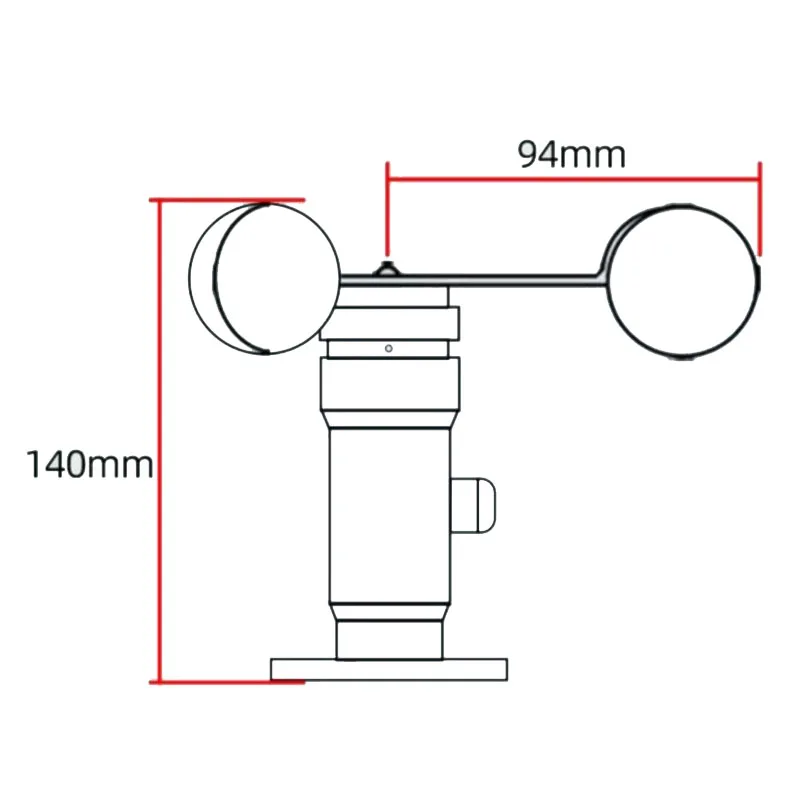 RS485 wind speed sensor transmitter 0-30m/s polycarbonate three-cup anemometer
