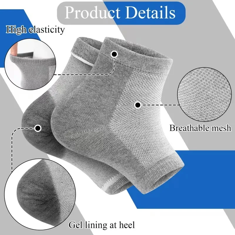 1 paar Silikon Feuchtigkeitsspendende Gel Ferse Socken Wiederverwendbare Anti Rissige Rissige Fuß Glatte Hautpflege Peeling Fuß Schutz Werkzeuge – Detail 4