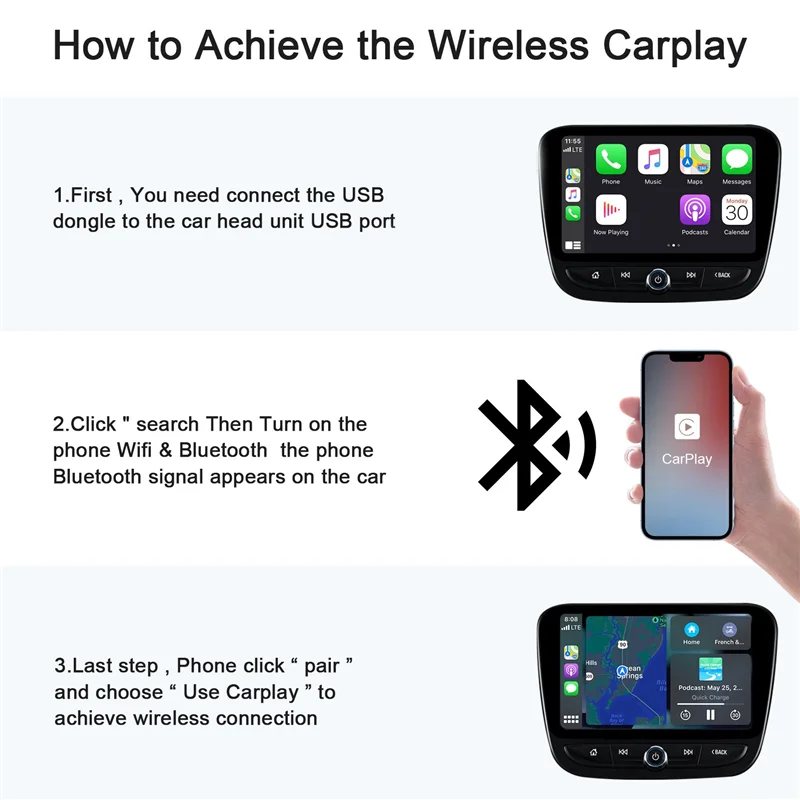 Adaptador sem fio carplay com fio para dongle carplay sem fio para iphone wifi atualização on-line adaptador carplay sem fio-pos