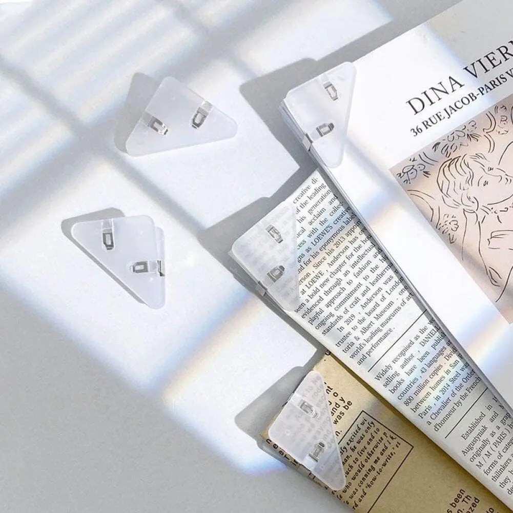 New Triangle Corner Clips, 10 Pcs Paper Clip Cript Clip Multificctional Plastic Binder Clips Page Porte pour Office School Tools