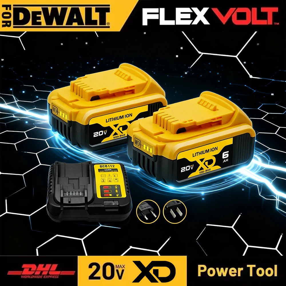 

For Dewalt 20V Battery,for Dewalt Power Tool DCB606,DCB205,DCB206,DCBGene,DCB200 MAX,18650 6Ah Rechargeable Battery for Dewalt