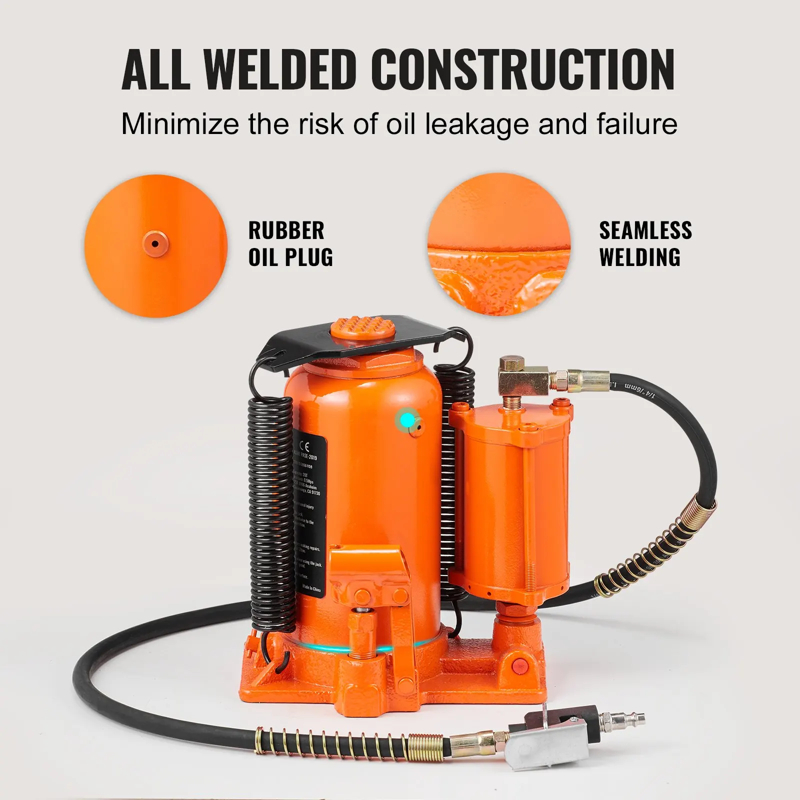 Air Hydraulic Bottle Jack 20 Ton/40000 LBS All Welded Bottle Car Jack Heavy-duty Lifting for Car, Pickup, Truck, RV Auto Repair