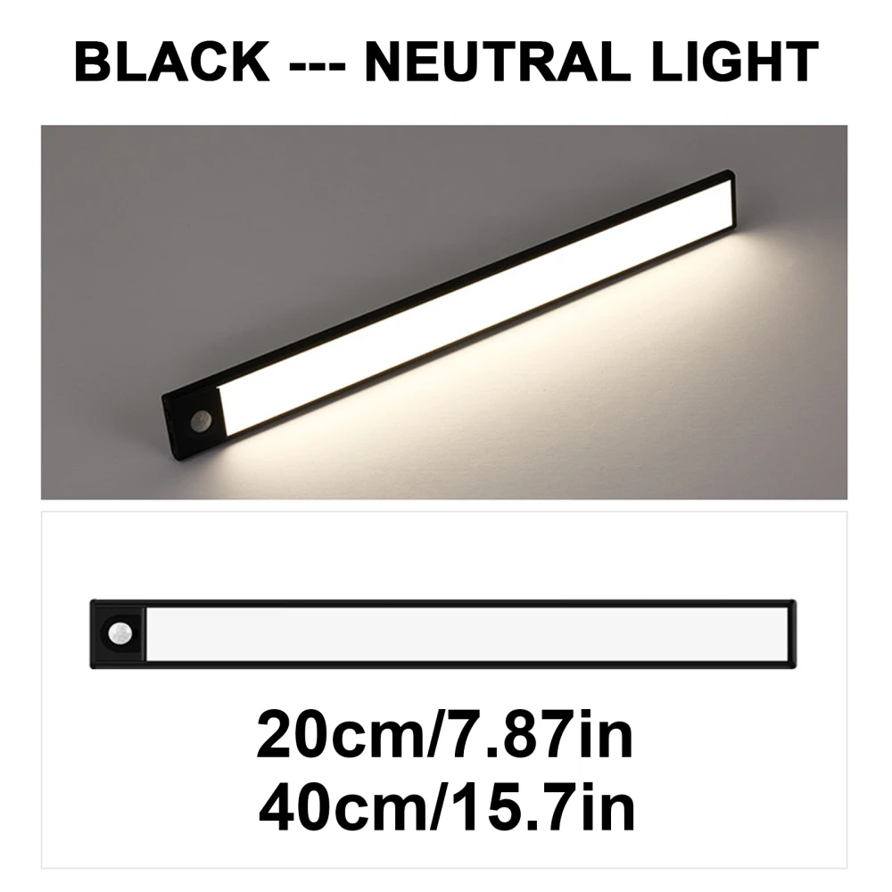 

Kitchen Lamp Strip Intelligent Human Body Sensing Led LED Lights USB Rechargeable Automatic Eye-Care Black ABS Motion Sensor