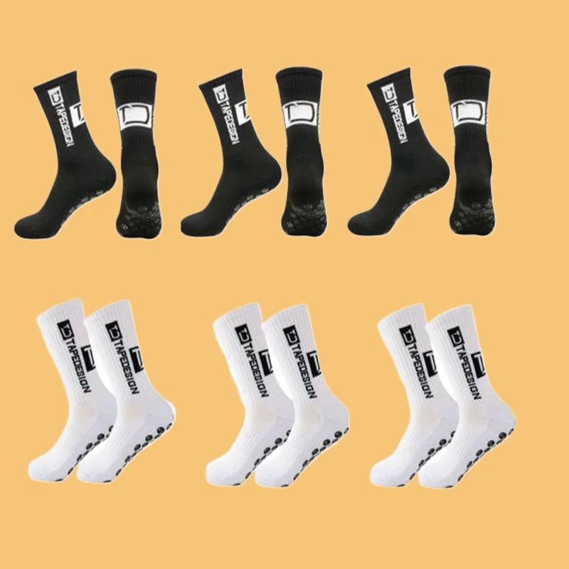 6 Pairs High Quality Football Comfortable Socks Mid Calf Non-Slip Soccer Sport Cycling Sports Men Women Breathable Socks