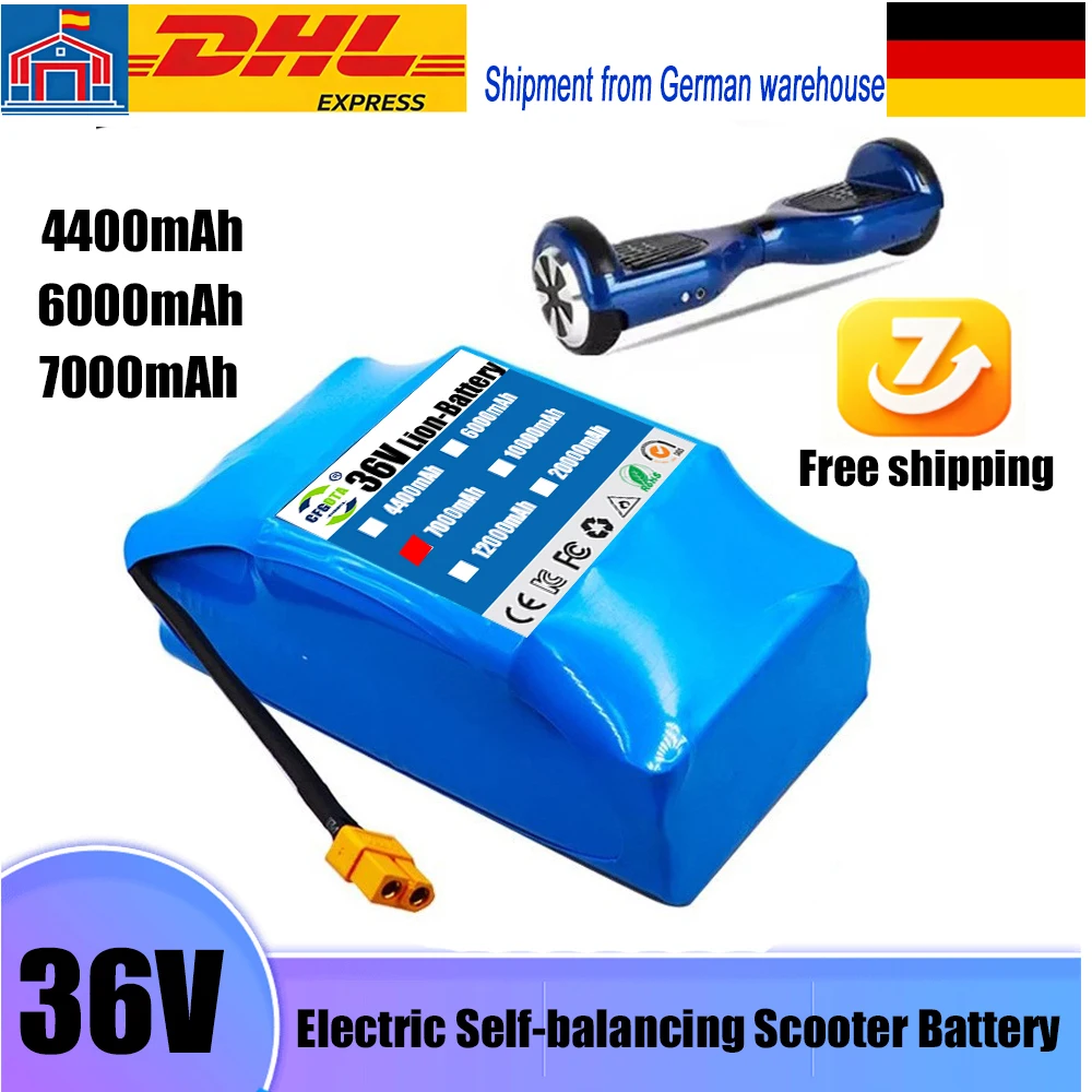 Batería de iones de litio de alta calidad, 36 V, 7000 mAh, configuración 10S2P, recargable, para patinete eléctrico, patinete de autoequilibrio, hoverboard y monociclo.