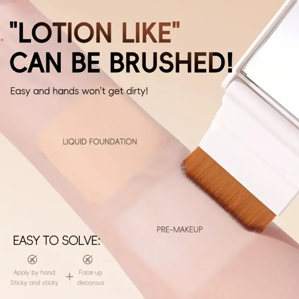 Brocha de base compacta ultrafina con espejo, brocha de maquillaje de cabeza plana sin rastro, herramientas de belleza, brocha de base plegable