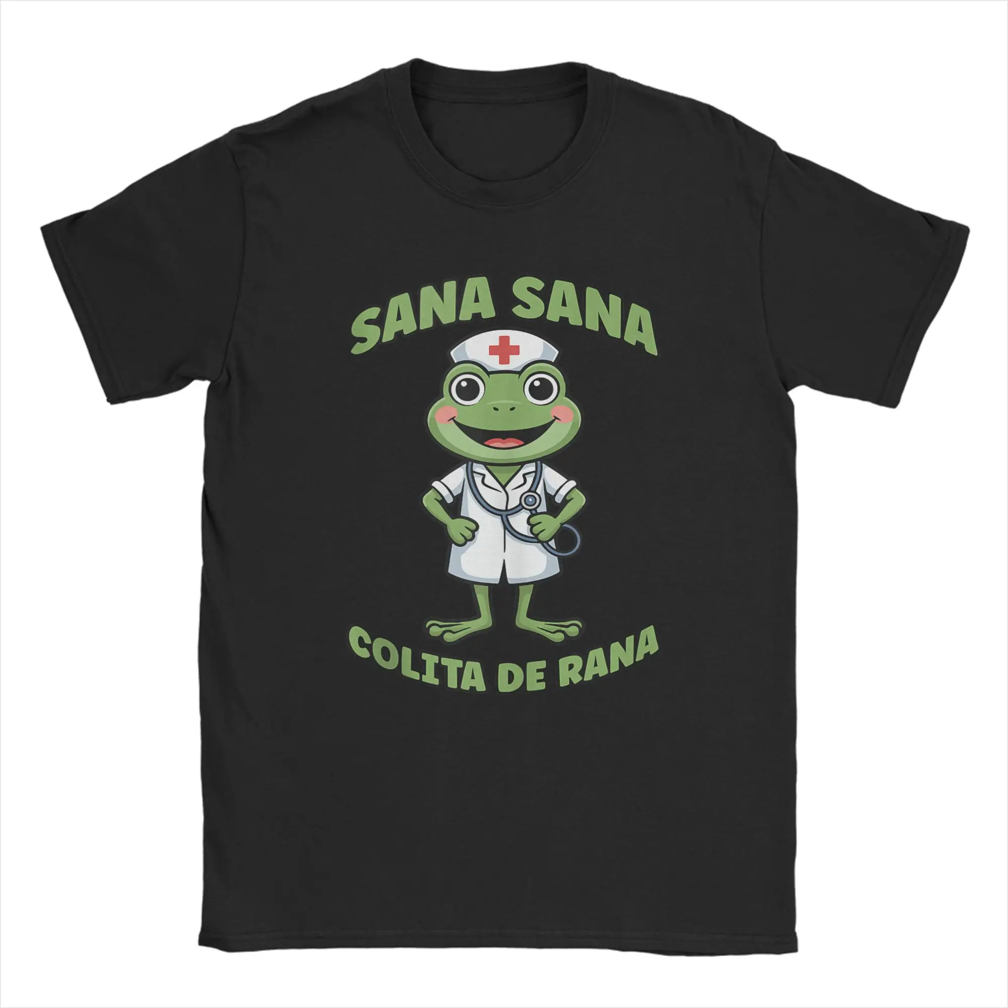 Camisetas divertidas de algodón para hombre con diseño de rana enfermera mexicana Sana Sana Colita De Rana, camiseta informal con cuello redondo y manga corta