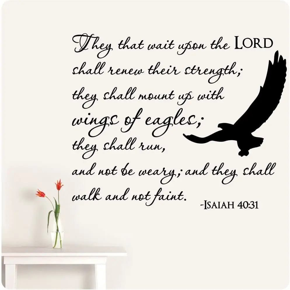 Isaías 40:31 Bible Verse Eagle Wall Sticker Living Room Bedroom Christian Inspirational Lord Strength Wall Decal  Home Deco