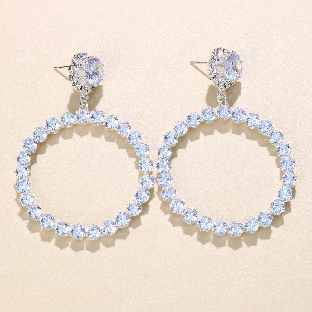 Stonefans Fashion Women Big Hoop Earrings for Party Jewelry Exaggerated Circle Drag Queen Crystal Earring Accessories