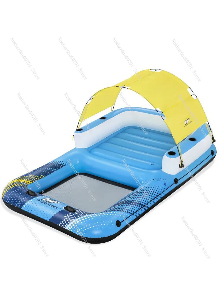 

Swimming Floatation Bed Floating on Water Floating Boat Floating Bed Multi-Person Sunshade Tent Kickboard