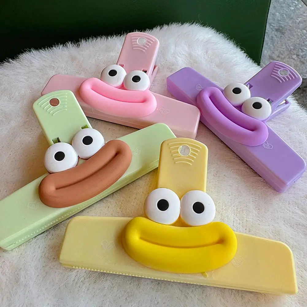 

3 шт., милые мультяшные многофункциональные зажимы для закусок, машина для запечатывания еды, влагостойкий пластиковый зажим для хранения кухонного гаджета