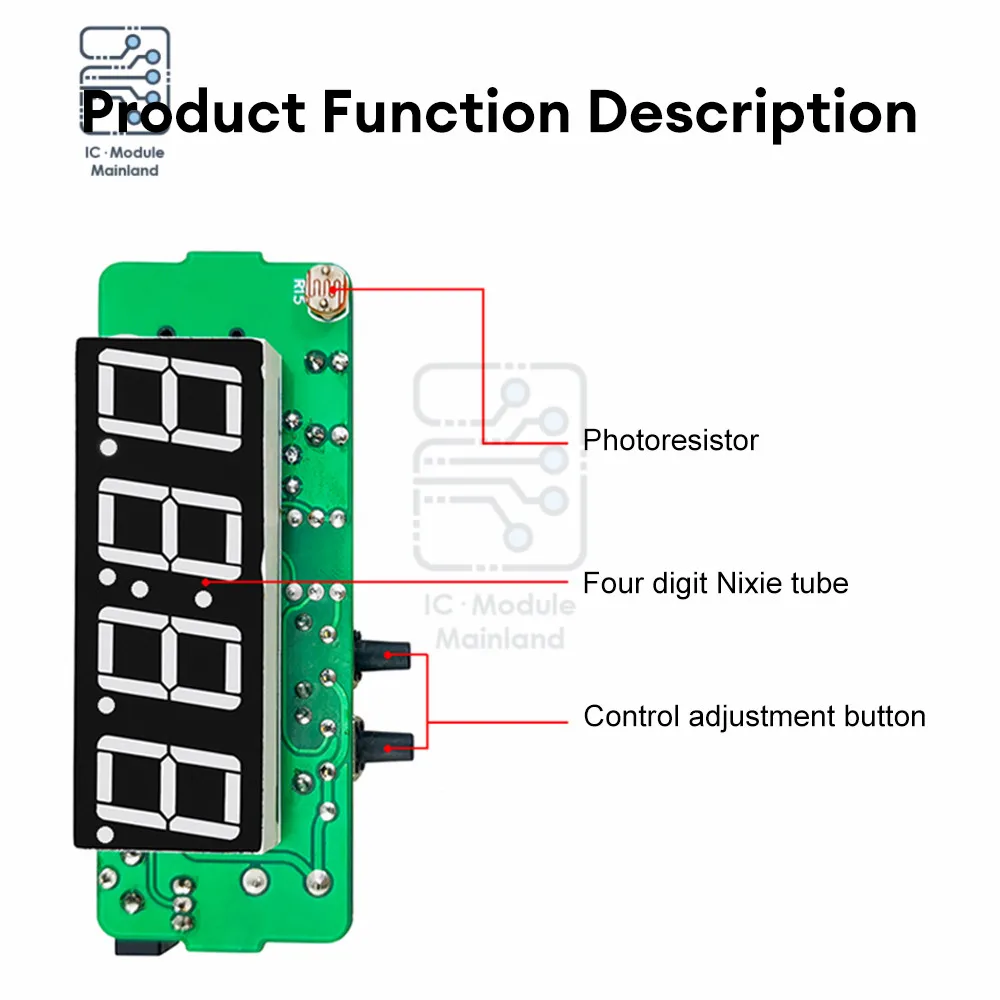 4 Digit Rechargeable DIY Digital Clock Kit SMD SMT Light-Controlled Alarm Clock Soldering Projects for DIY Learning Electronics