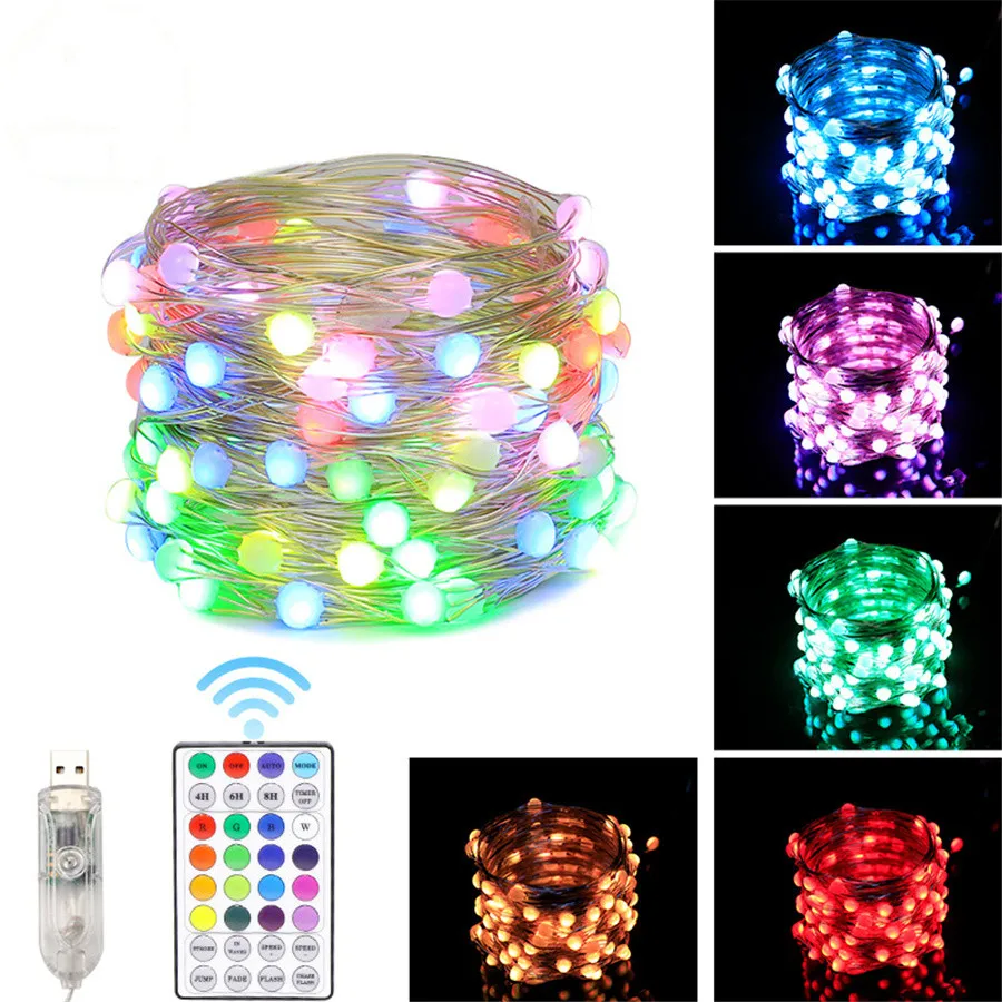 

20M 10M LED RGB Fairy Lights Outdoor 12 Modes USB Remote Garland String Light for Home Garden Wedding Party Christmas Decoration