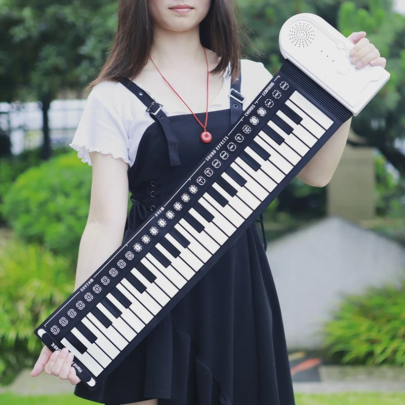 Portable 49-Key Hand Roll Up Piano for Beginners, Foldable Silicone Keyboard Retail