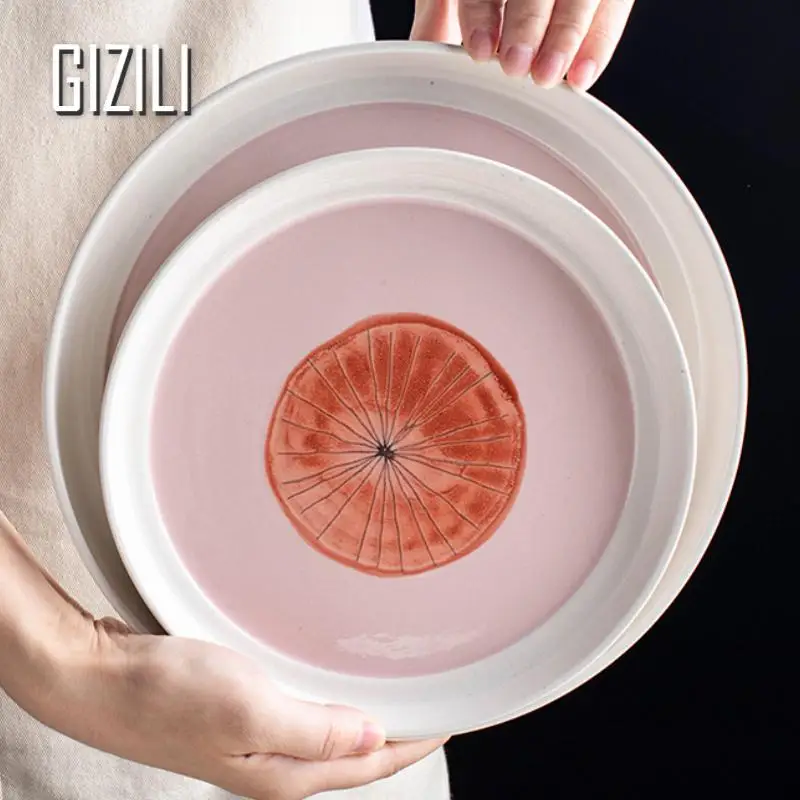 Colorful Ceramic Deep Dinner Plate Under-Glazed Ceramic Dinner Dishes Creative Japanese Dinnerware Set Kitchen Supplies