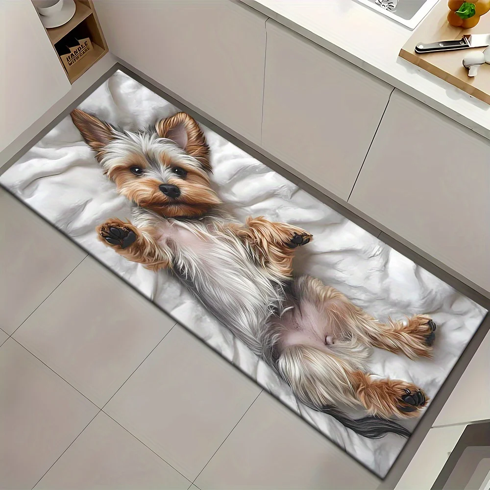 

Sweet Yorkshire Terrier Themed Kitchen Long Mat, Non-Slip Washable Durable Runner Rug for Bathroom, Kitchen, Bedroom Home Decor