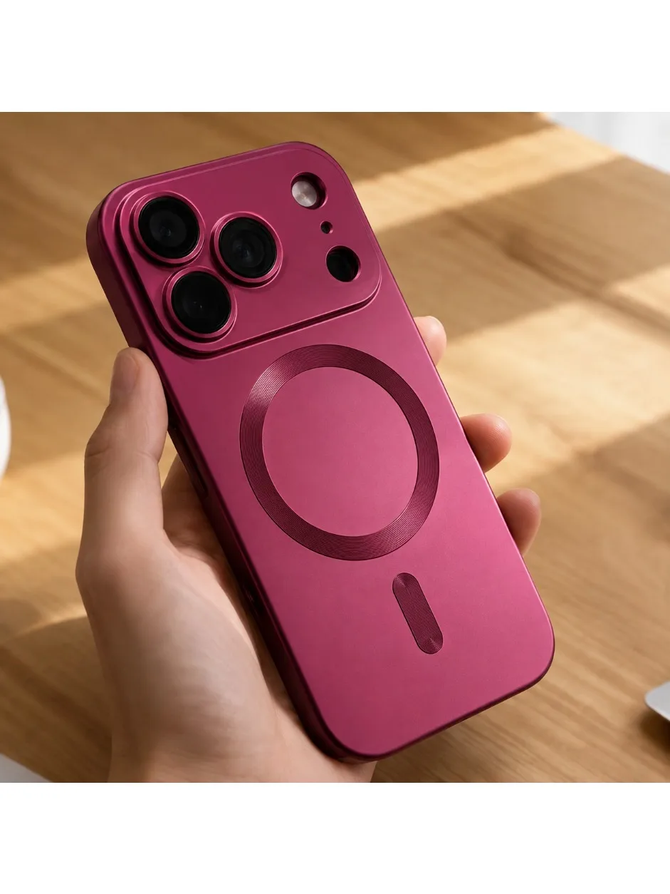 Luksusowe etui na telefon Magsafe z matowego, miękkiego TPU do iPhone 18 17 Air 15 13 12 11 Pro Max 14 Plus 16E z ochroną obiektywu i metaliczną obudową. — 2