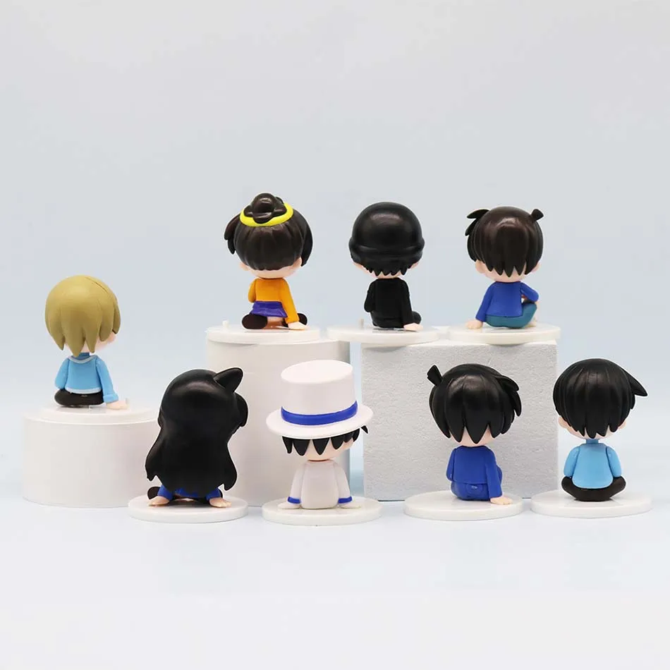 7.5cm Q Ver. 8 Pcs/Set Detective Conan Anime Figures Childhood Kuroba Kaito Conan Edogawa Car Desktop Ornaments Collection Toys