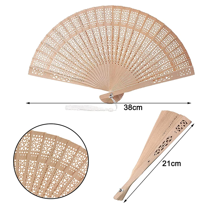 8-inch Chinese Handmade Fan Wooden Folding Fan Fragrant Wedding Party Gift Bamboo Fan Wedding Bride Party Decoration Handicraft