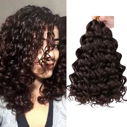 Extensiones de cabello trenzado sintético, pelo de ganchillo de onda profunda del océano, rizado corto, Natural, negro, marrón, gris, 9, 12, 14 pulgadas