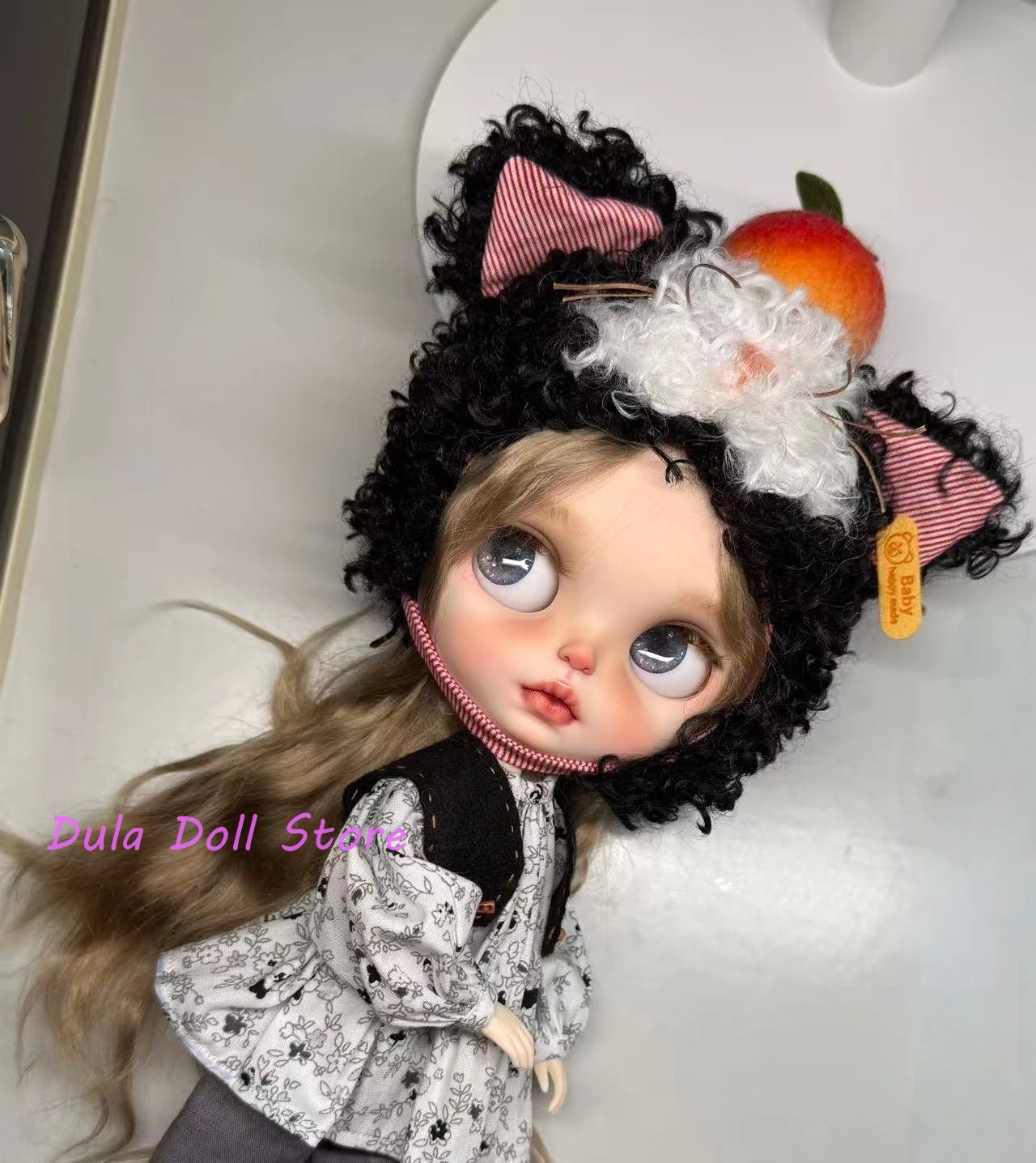 

Dula Doll Clothes Black cat headband loose top set for Blythe Landoudou Landazz Qbaby ob24 ob22 Azone Doll