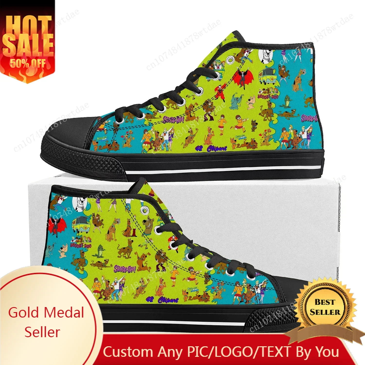 Cheech And Chong With S-Scoobys Smoke High Top Sneakers Mens Womens Teenager High Quality Canvas Sneaker Casual Custom Made Shoe