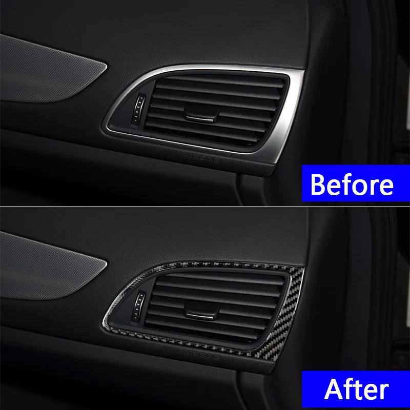 Carbon Fiber Car Console Dashboard Side Air Outlets Frame Decorative Cover Trim For Audi A6 C7 2012-2018 Interior Accessories