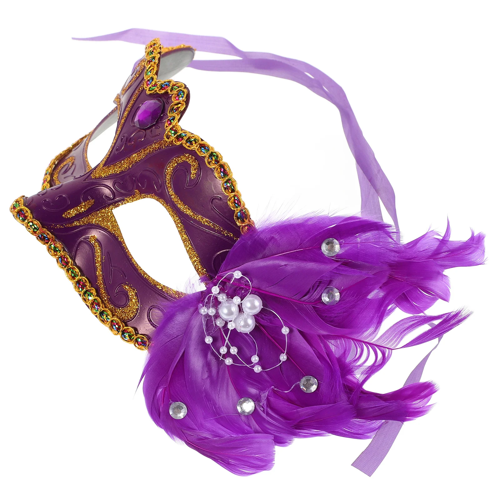 Costume da maschera in maschera dipinta colorata a metà faccia viola per maschera per il viso da principessa per feste di ballo di carnevale
