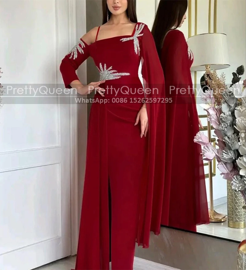

Shiny Sequins Beaded Prom Dresses Mermaid Long Sleeves Customized Side Split Waistline Cap Sheath Masquerade Dress Party