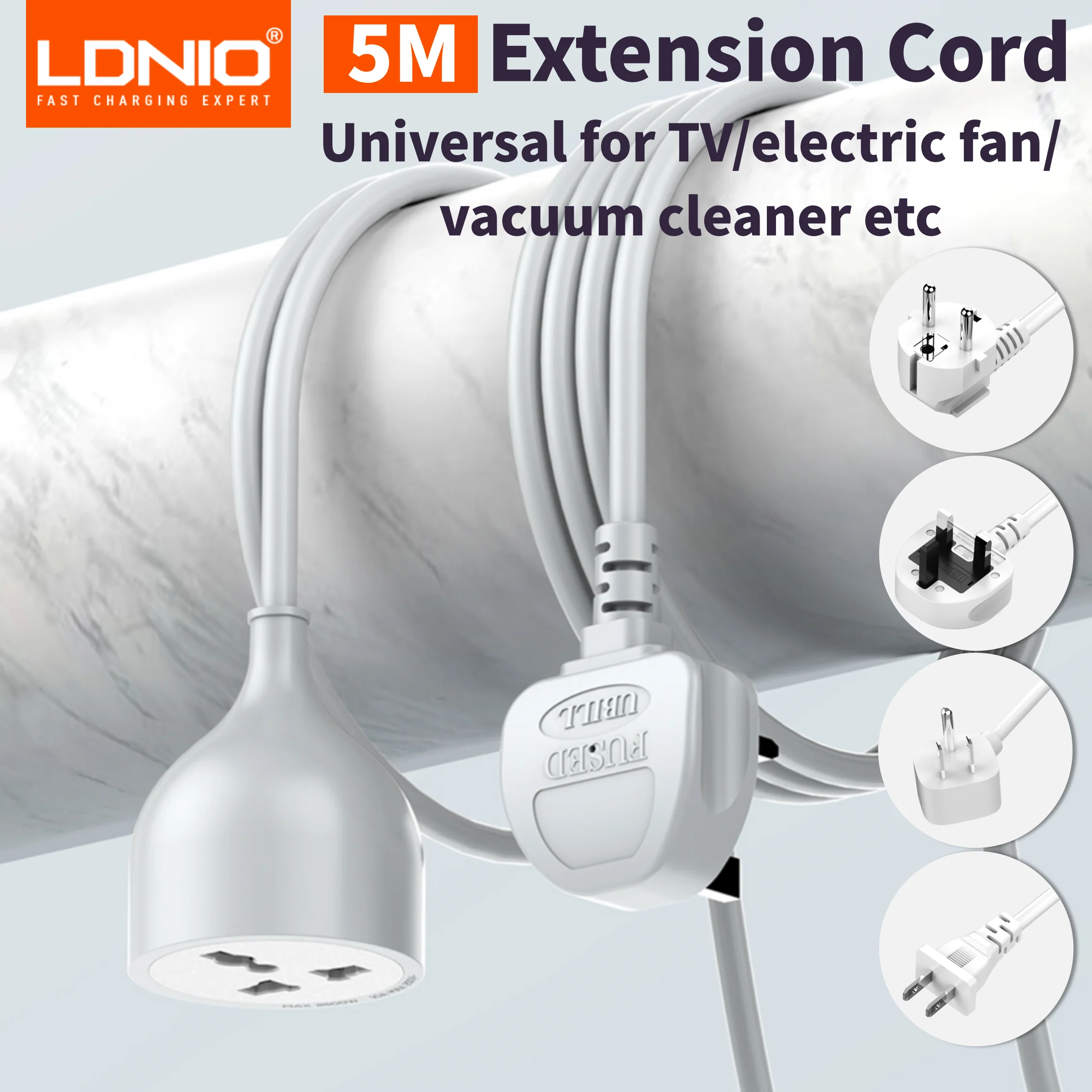 LDNIO 2500W 5M Extension Cord Universal Socket Plug Power Strips EU/UK/US Plug Electrical Socket for Home Electric Outdoor