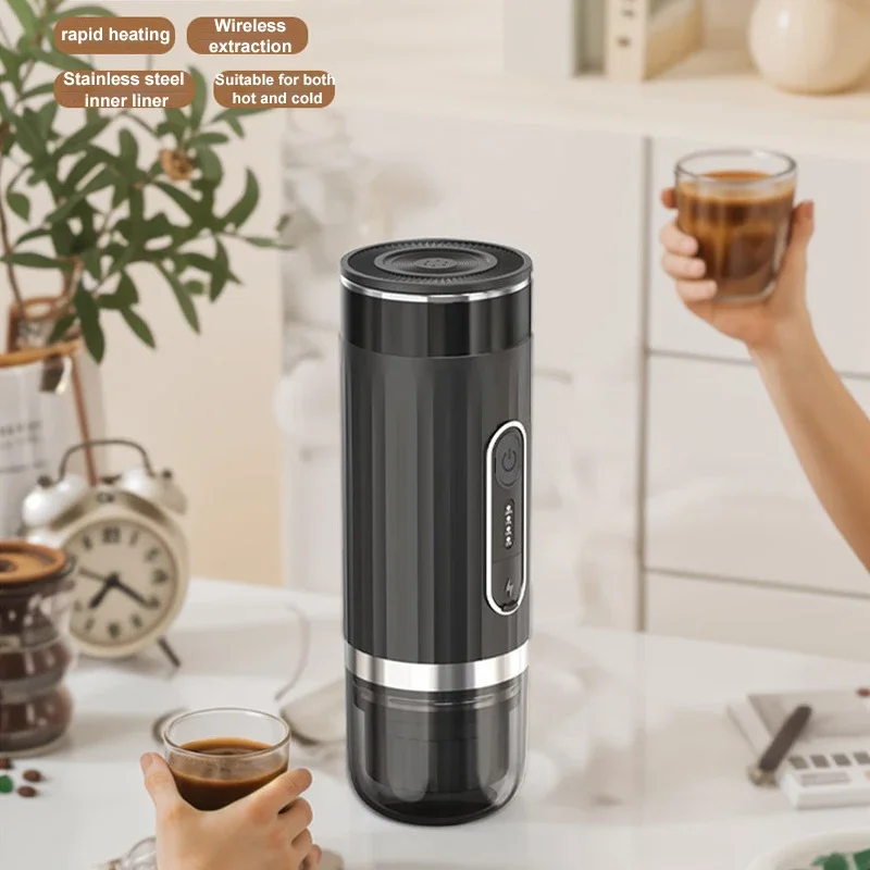 Portable Italian Espresso Machine 3-in-1 Capsule Powder Electric Outdoor Car Mounted Wireless Heating Coffee Machine Fast Charge